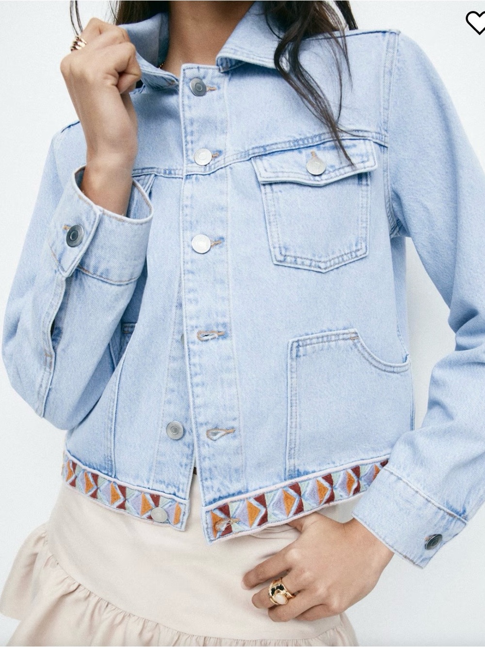 NWT (P-25/XXL) H&M Embroidered-Detail Denim Jacket - Picture 3 of 9